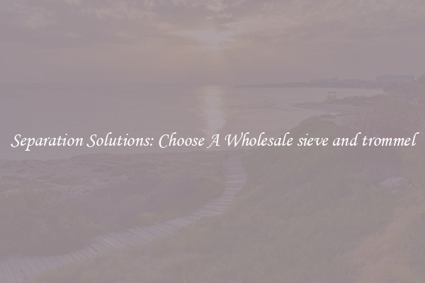 Separation Solutions: Choose A Wholesale sieve and trommel