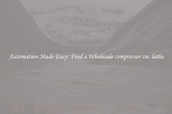  Automation Made Easy: Find a Wholesale compressor cnc lathe 